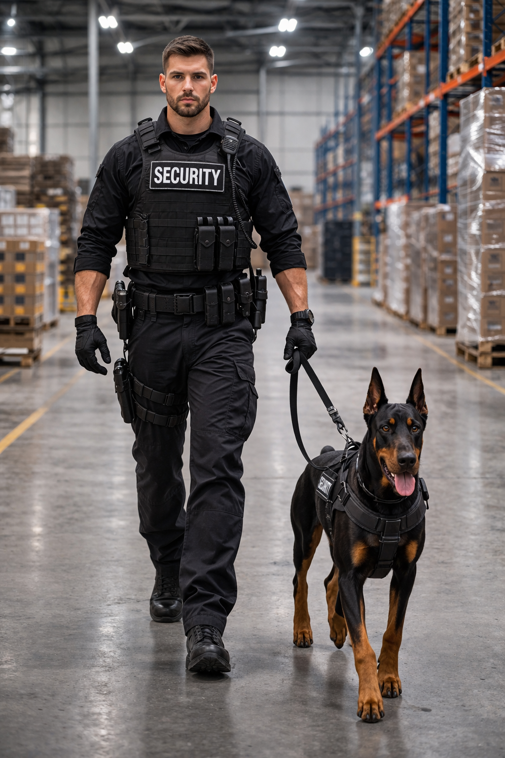 Security handler and dog